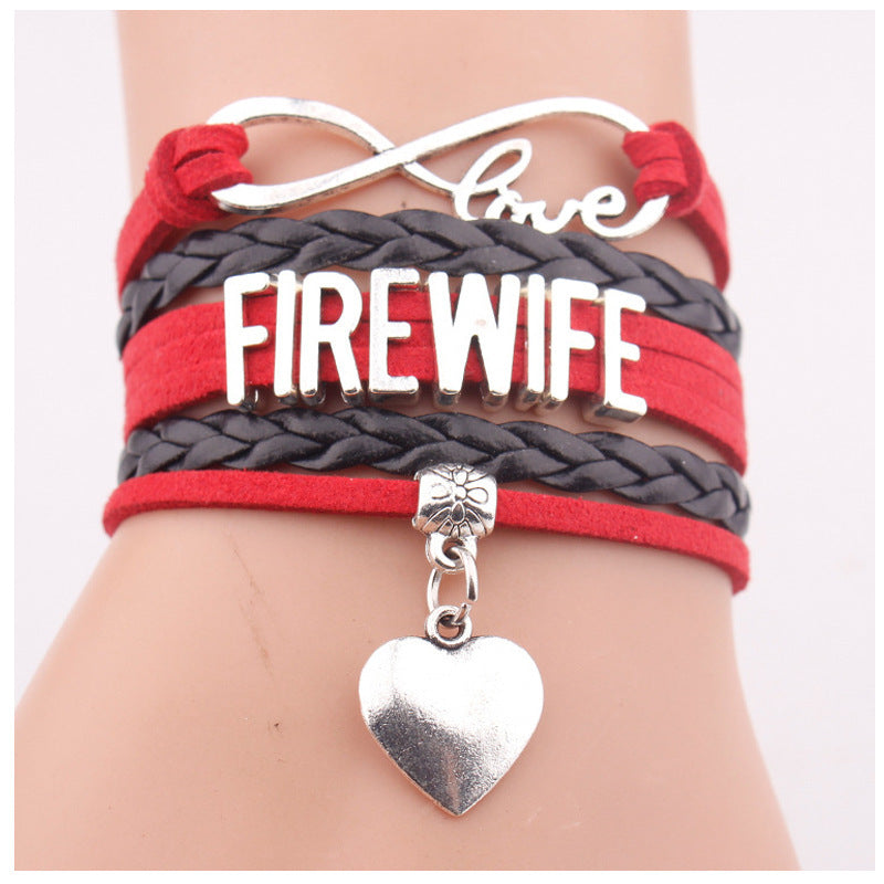 Unisex Leather Bracelet With Love Pendant Letter Charm Multi Layer Woven European Style Gift Anniversary Event