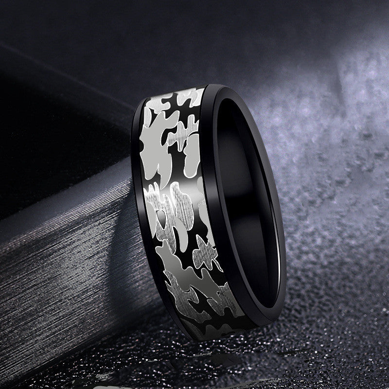 Mens Tungsten Gold Ring 8mm Polished Electroplated Hip Hop Style Korean Fashion Jewelry For Daily Wear Event Club