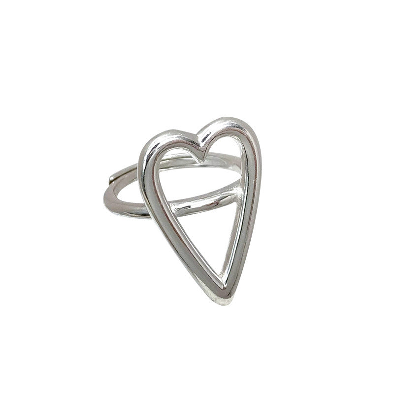 Womens Adjustable Heart Ring Multilayer Fashionable Elegant Ring Thai Silver Plated Ring For Women Girls Heart