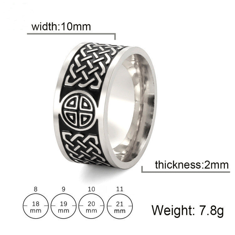 Spacer Square Celtic Knot Ring Unisex Fashion Titanium Steel Electroplated Finish Blackened Steel GoldFinishes