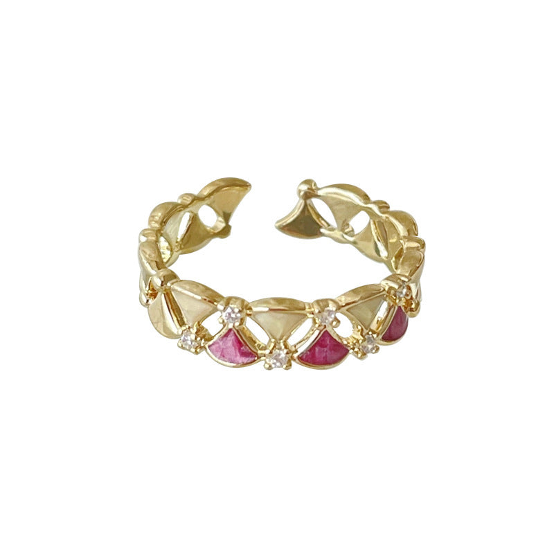 Geometric Women Rings Set Adjustable Alloy Electroplated Fashion Jewelry Ring Set Beige Purple Drip Glazed Set