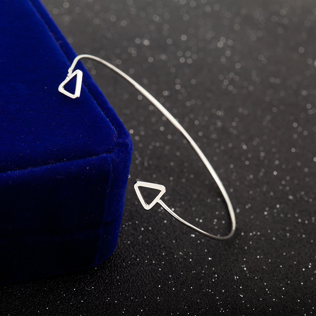 Womens Geometric Copper Bracelet Hollow Triangle Open Design Electroplated Jewelry Gift For Women Elegant Everyday Wear