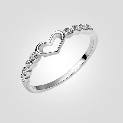 Womens Hollowed Heart Ring Electroplated Alloy Fashion Jewelry Elegant Durable Versatile Gift For Her And Everyday Style