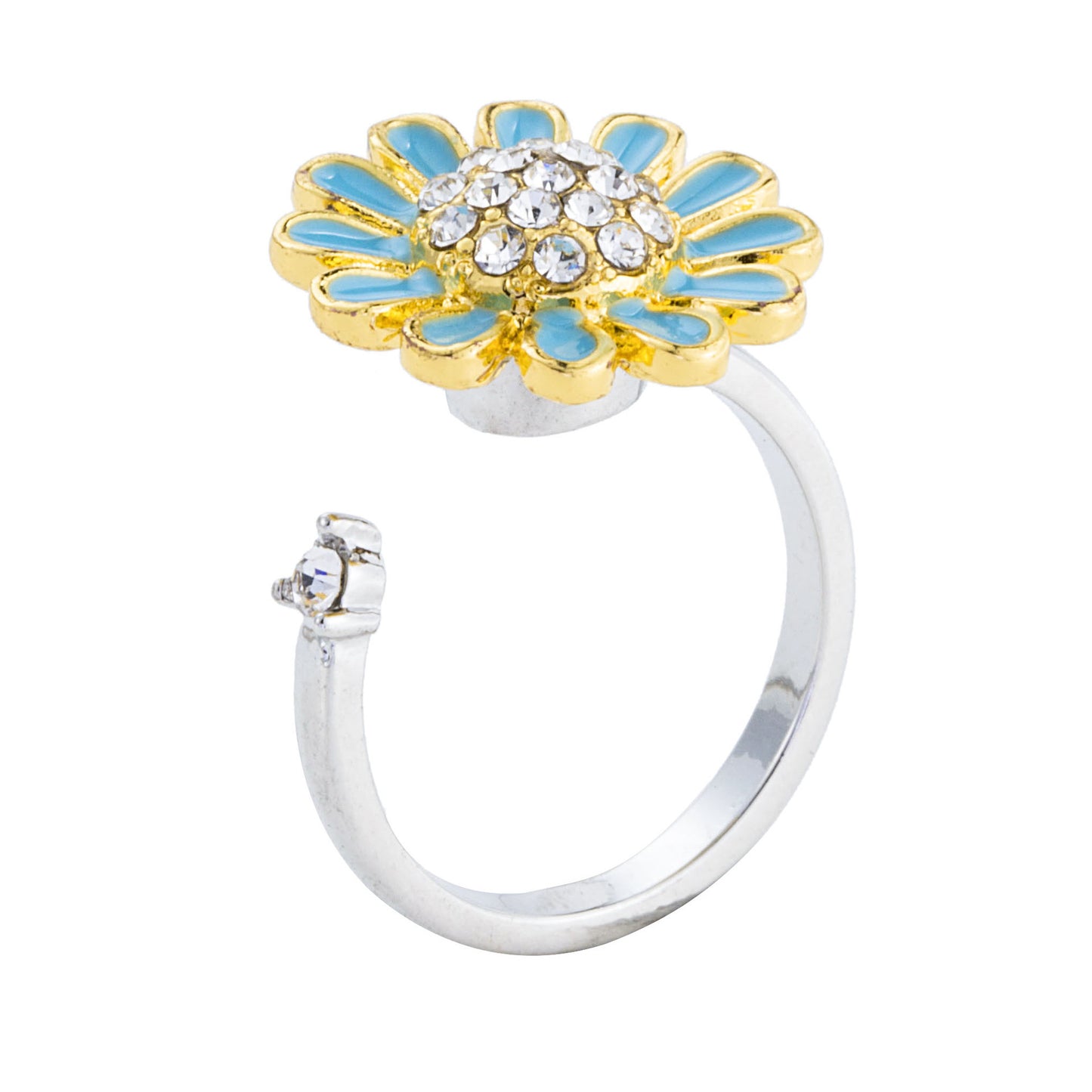 Womens Rotating Flower Ring Alloy Geometric Modern Design Elegant Accessory For Everyday And Special Occasions