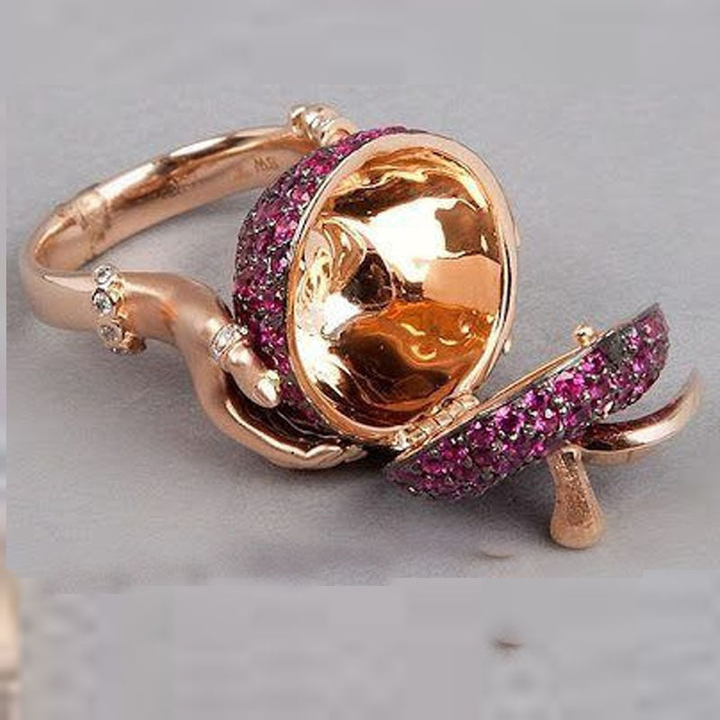 Womens Amethyst Ring Constellation Hand Holding Design Electroplated Metal Fashion Jewelry Durable Elegant Gem