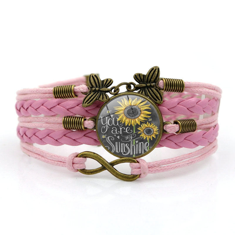 Womens Glass Pendant Charm Bracelet Electroplated Butterfly Ornament Alloy Chain Fashion Jewelry Individually Packed