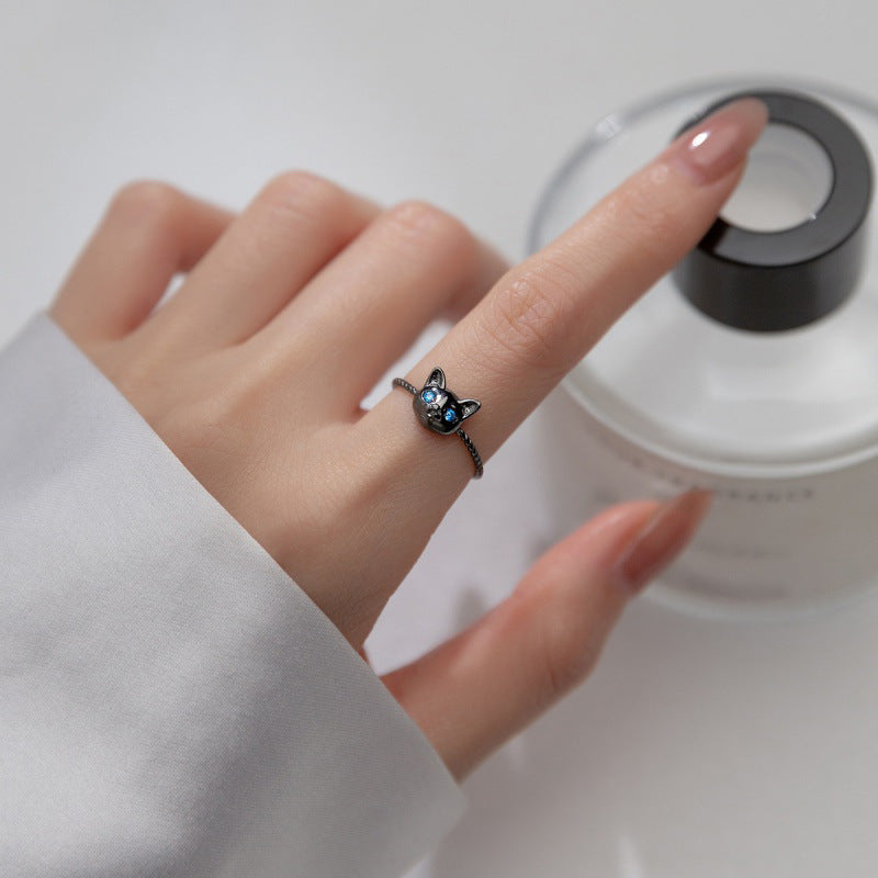 Womens Fashion Ring Copper Electroplated Silver Plated Twist Design With Artificial Gemstones Jewelry Elegance