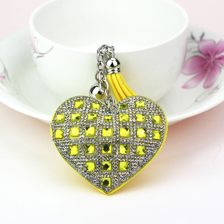 Pendant Keychain With Diamond Accent European Gift Korean Velvet Key Chain Blue Yellow Purple Pink Black Crystal