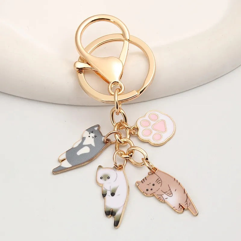 Cartoon Cat Paw Keychain Ornament Cute Pet Accessory Durable Alloy For Cat Lovers Decoration For Bag Keys Gift