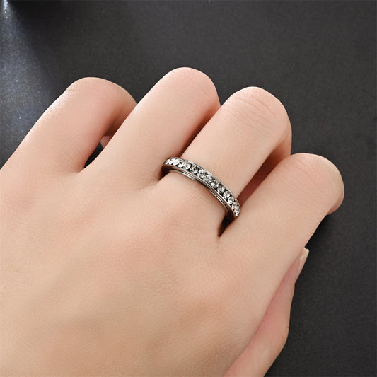 Unisex Rotating Ring Stainless Steel Band Geometric Design For Men And Women Anxiety Ring Small Group Ring Steel Round
