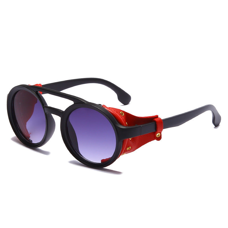 Round Frame Sunglasses Classic Punk Windproof Pilot Retro Fashion For Men And Women UV Protection Driving High
