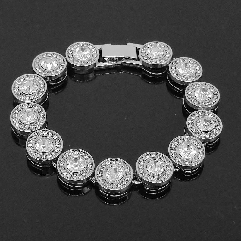 Mens Hip Hop Bracelet Geometric Diamond Inlaid Alloy Jewelry Gold Color Silver For Men Modern Styles Accessory