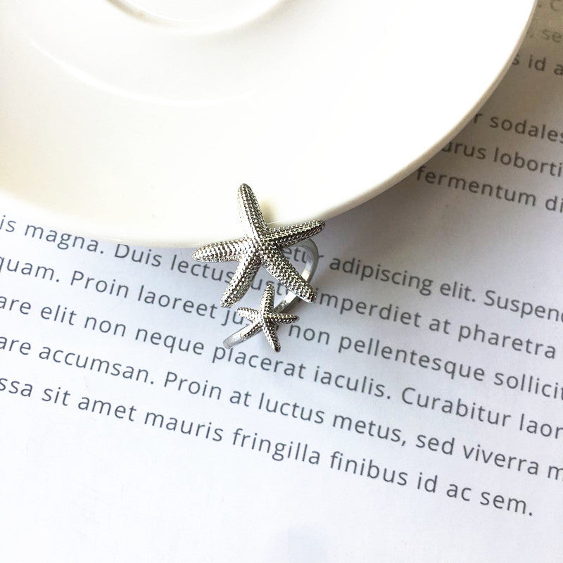 Unisex Alloy Ring Starfish Pentagram Geometric Electroplated Durable Fashion Jewelry For Everyday Wear Accessory