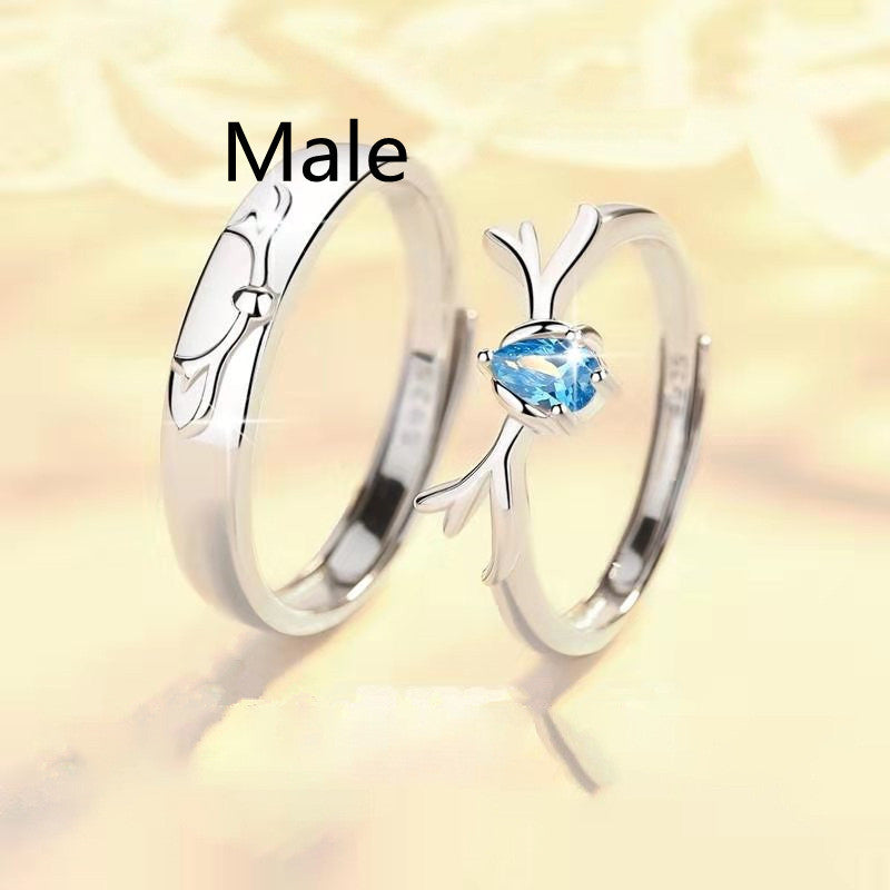 Couple Rings Adjustable Opening Silver Matching Rings For Men And Women With Zodiac Animal Design Ideal Gift For Couples