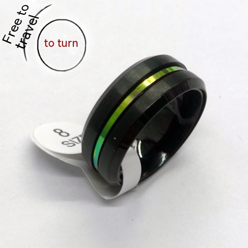 Unisex Titanium Steel Ring Frosted Bilateral Design Rotatable Band With Silver Blue Black Red For Everyday Wear