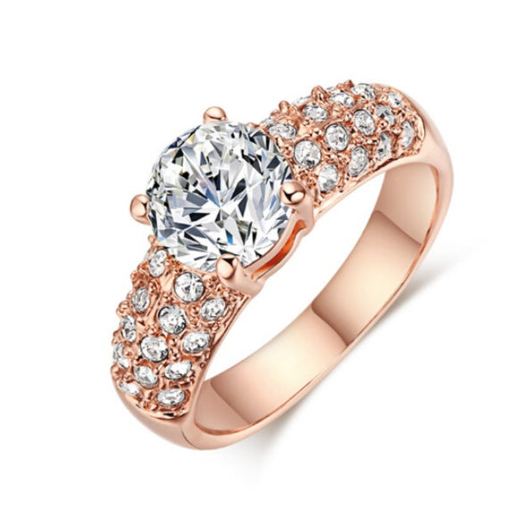 Womens Heart Shaped Ring European Design Gemstones Brass White Steel Alloy Fashion Jewelry Gift For Daily Wear