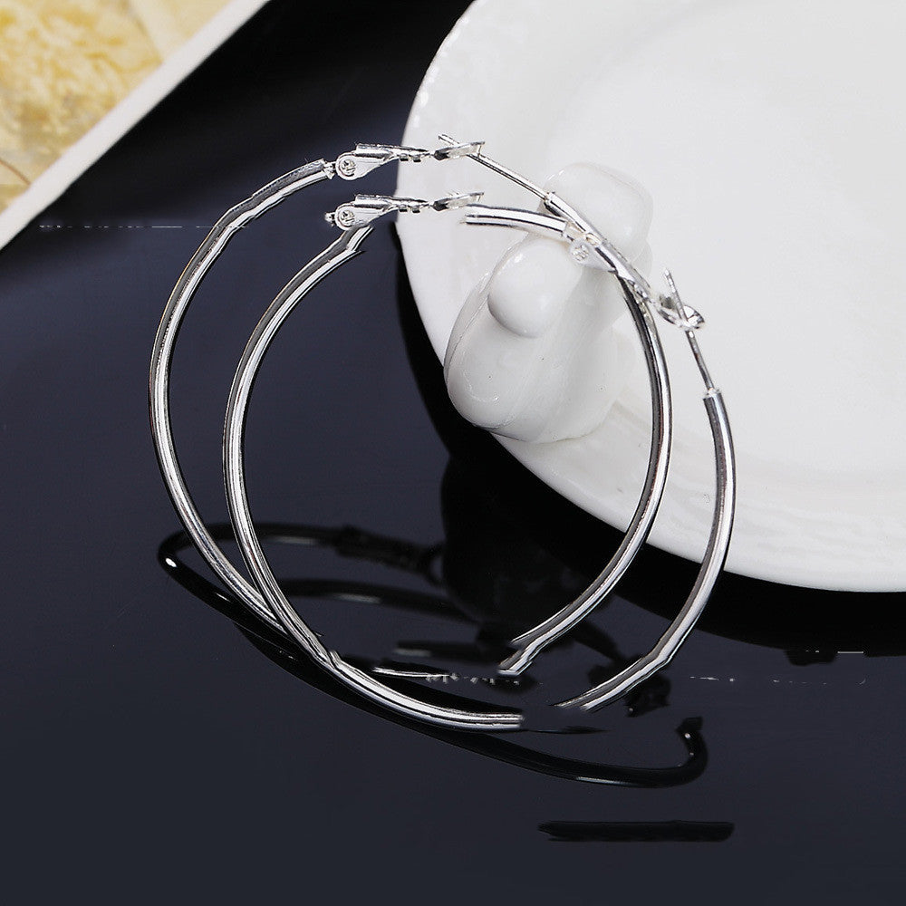 Women 925 Sterling Silver Heart Shaped Creole Hoop Earrings Diameter 6cm 7cm 8cm Non Inlaid Design Handcrafted