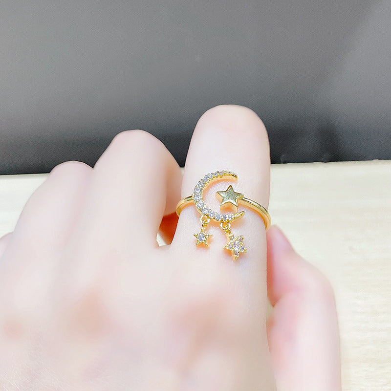 Copper Ring Women Korean Style Flower Design Electroplated Temperament Index Finger Ring Fashion Jewelry Style