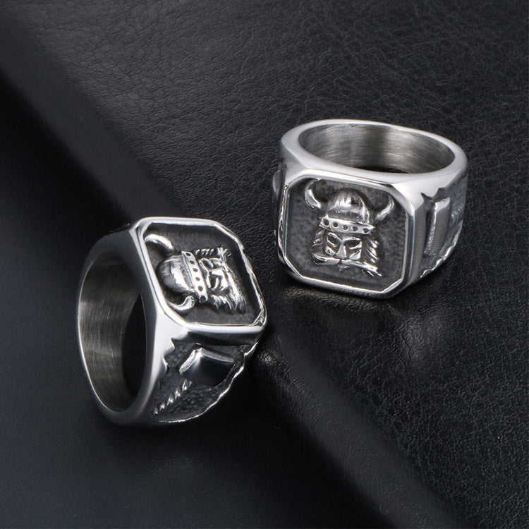 Mens Viking Ring Silver Tone Electroplated Alloy Geometric Design Fashion Ring For Men With Bold Masculine Style
