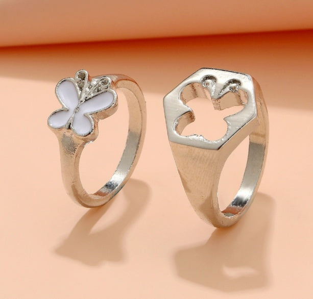 Womens Fashion Butterfly Ring Hollow Geometric Alloy Jewelry Electroplated with Beautiful Appearance and Shine