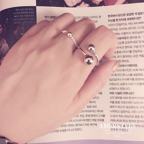 Adjustable Sterling Silver Bead Ring For Women Small Beads