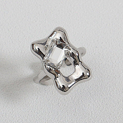 Womens Zircon Cube Ring Adjustable Opening Magic Mirror Geometric Copper Gold Plated Vintage Jewellery Classic