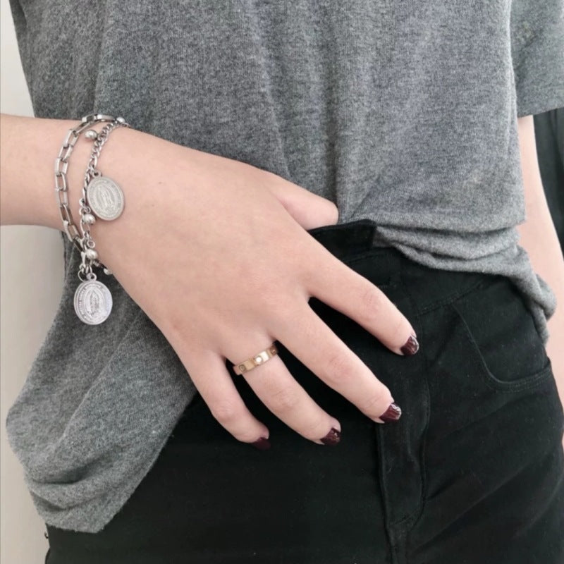 Unisex Jesus Pendant Bracelet Titanium Steel Double Layer Chain Jewelry Gift For Men Women Religious Symbolism