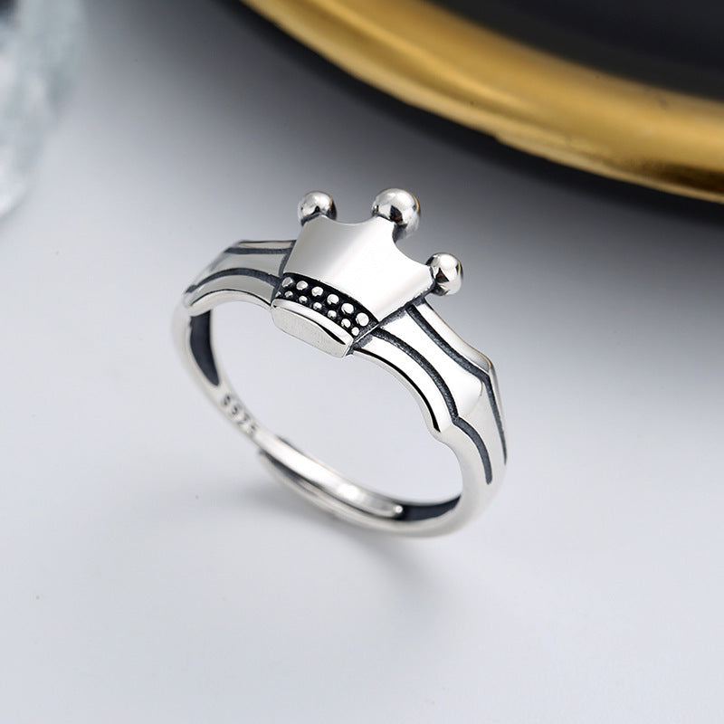 Silver Princess Crown Ring Vintage Retro Geometric Design 1cm Wide Individually Packed Gift Ready Packaging Now