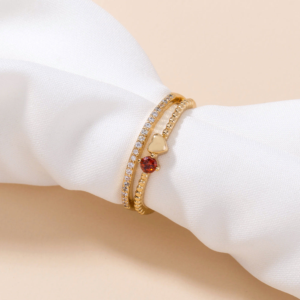 Womens Adjustable Copper Ring With Elegant Gemstone Zircon Inlay European American Fashion Jewelry Anniversary