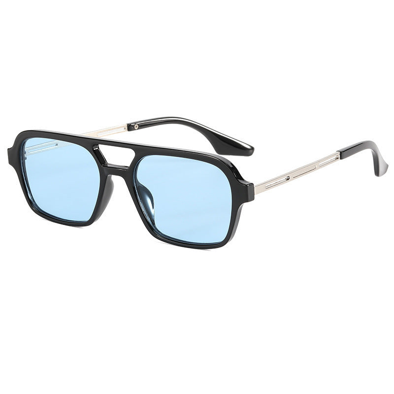 Square Sunglasses Retro Double Beam UV400 Travel Frame