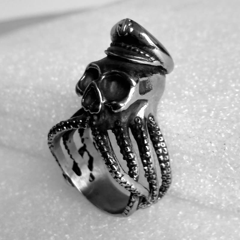 Octopus Skull Titanium Steel Rock Ring Mens Ring European American Styles US7 US8 US9 US10 US11 US12 US13 Ring