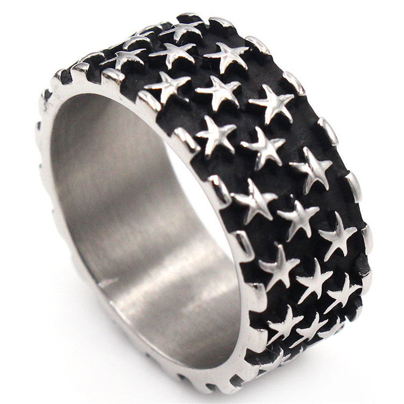 Retro Mens Titanium Steel Ring TrendyDomineering Material Titanium Steel Geometry Oil Oiling Packing List Ring