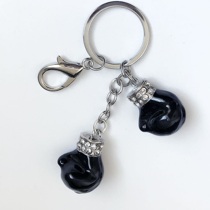 Boxing Gloves Keychain Metal Accessory For Backpacks And Bags Unique Keyring Gift For Women And Girls Sparkles