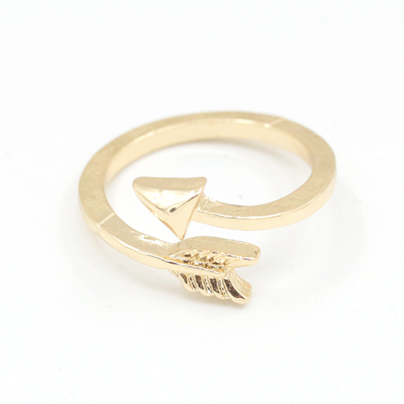 Unisex Arrow Ring Adjustable Alloy Band Fashion Ring With Simple Open Design And Electroplated Finish For Everyday Wear