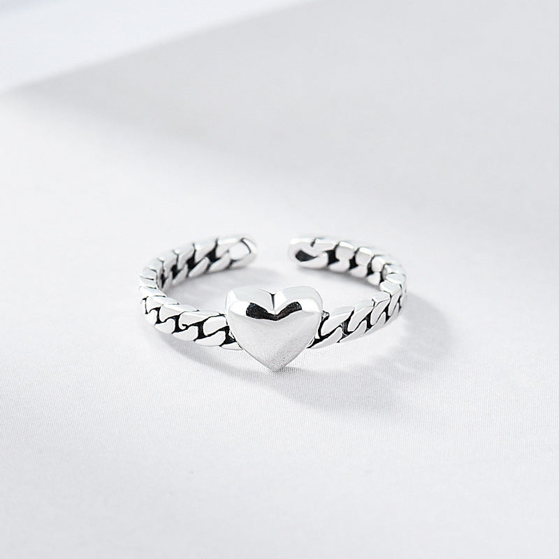 Sterling Silver Heart Ring For Women Vintage Style Anniversary Gift Wedding Celebration Retro Look For Her Now