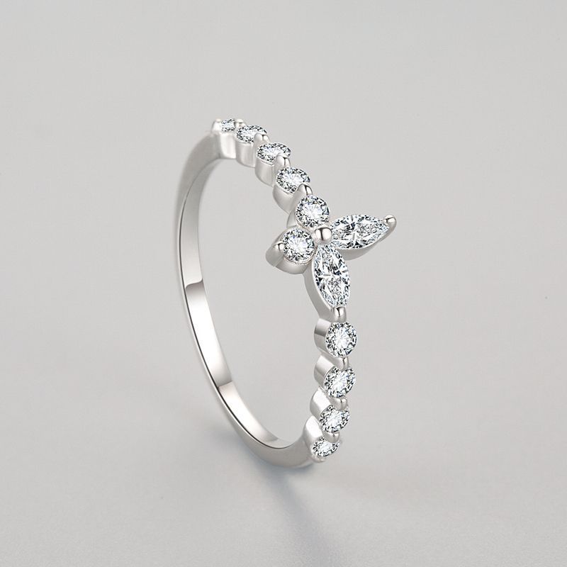 Womens Silver Ring Index Finger Electroplated Ring With Gold Plated Inlaid Artificial Gems Semi Precious Stones Jewelry