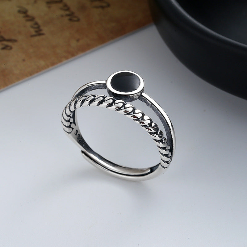 Sterling Silver Ring Double Layer Geometric Ring Korean Style Polished Festivals Gift Individually Packed Ring