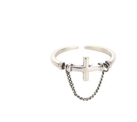 Sterling Silver Ring Japanese Trend Chain Ring Index Finger Ring Women Men Geometric Silver Ring Fashion Trend