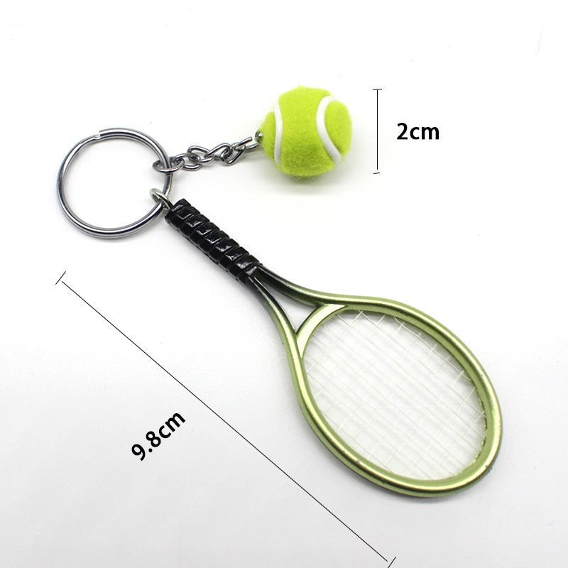 Tennis Racket Keychain Lightweight Plastic Sporty Keyring For Bags And Keys Green Lightweight Travel Accessory