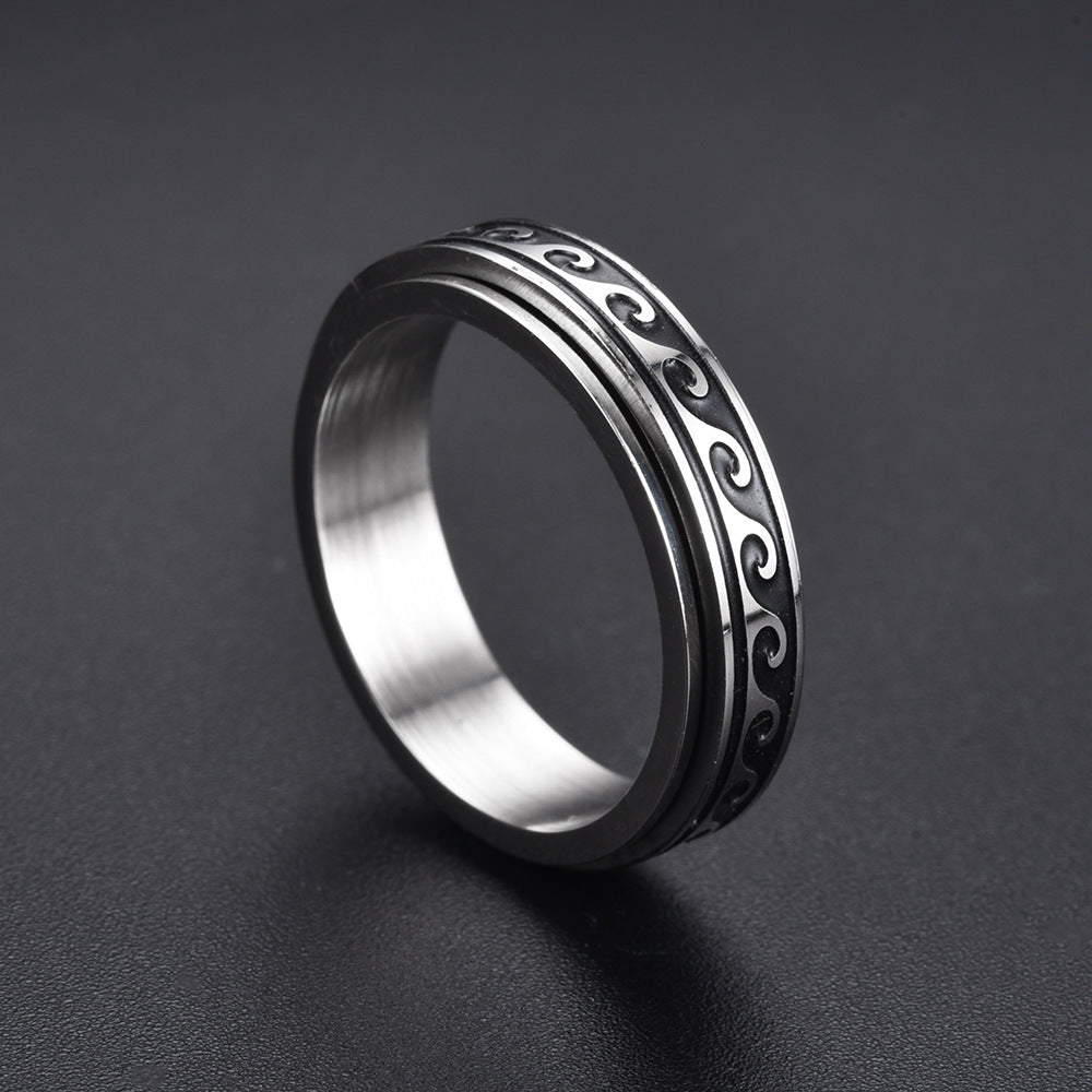 Geometric Ring Stainless Steel Blackened Titanium Steel Finish Durable Everyday Ring Mens Fashion Jewelry Edge
