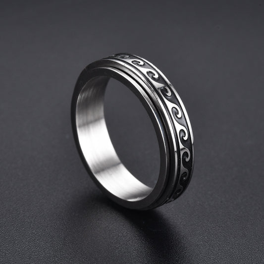 Geometric Ring Stainless Steel Blackened Titanium Steel Finish Durable Everyday Ring Mens Fashion Jewelry Edge