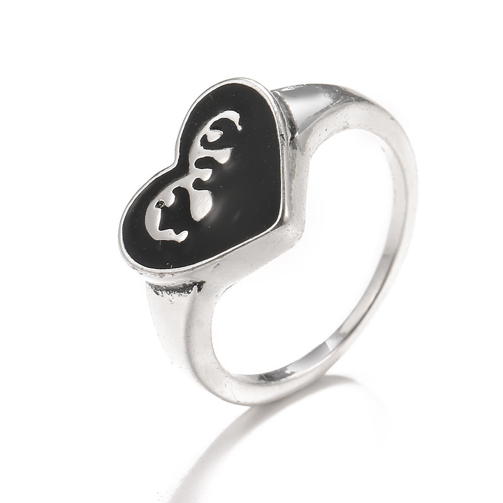 Unisex Heart Shaped Ring With Butterfly Or Spider Accent And Rose Skull Details Fashionable Accessory In Fashion