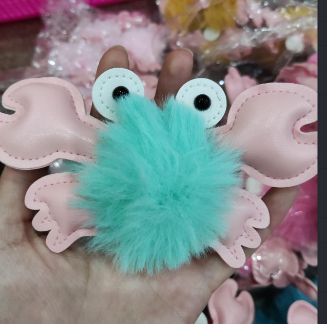 Crab Keychain Adorable Cartoon Crab Pendant Sewn Faux Leather Accessory Cute Crab Design Perfect Gift Great Gift