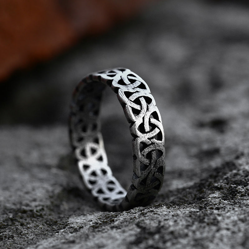 Mens Titanium Steel Ring Retro Viking Band Norse Jewelry Ancient Design Statement Ring Biker Ring For Men Gift