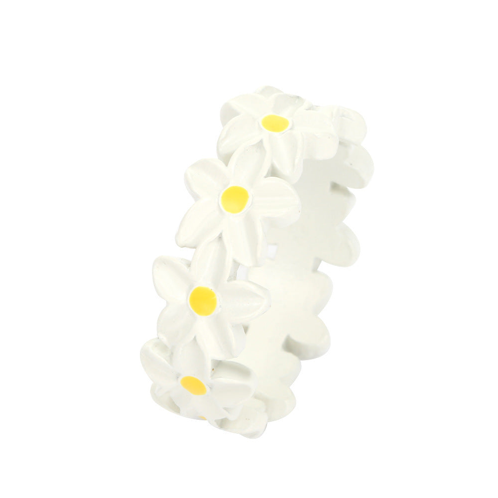 Womens Flower Ring Delicate Electroplated Alloy Fashion Ring Simple Elegant Design Perfect Gift For Her For All