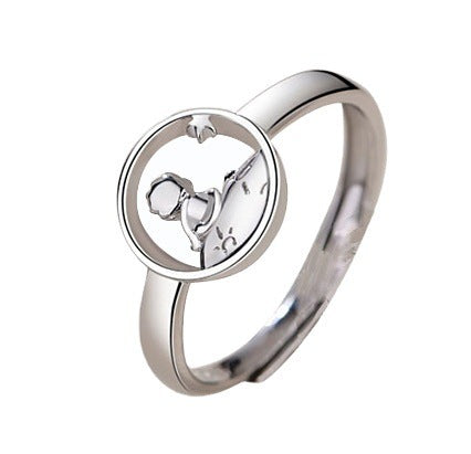 Couple Rings 925 Sterling Silver Little Prince And Fox Rings Adjustable Opening Matching Animal Zodiac Designs