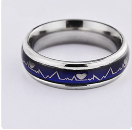 Stainless Steel Heartbeat Couple Rings Unisex Cartoon Heart Design For Men And Women Travel Gift Great Keepsake