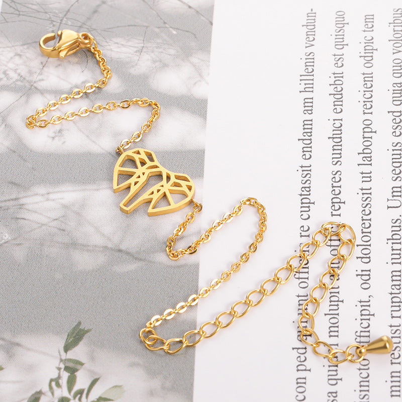 Gold Plated Stainless Steel Elephant Bracelet Geometric