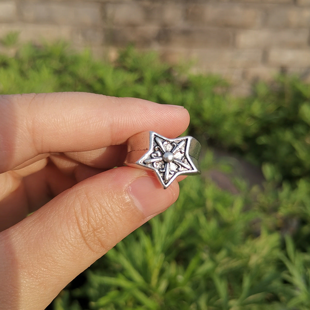Unisex Vintage Ring Dark Silver Alloy with Heart Skull Flower and Geometric Animal Elements Anniversary Wedding