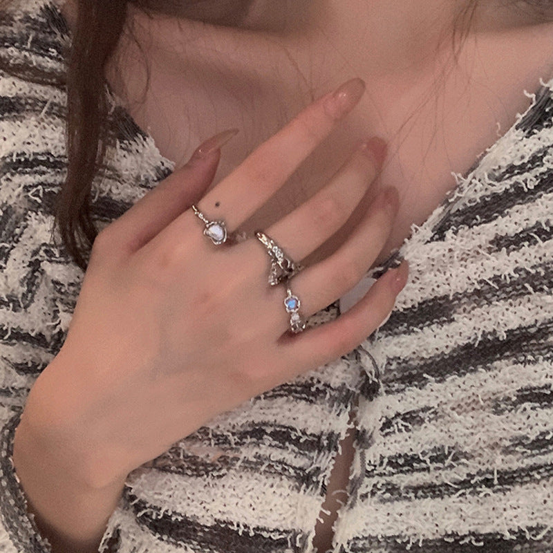 Copper Heart Ring Adjustable Waterdrop Design for Women